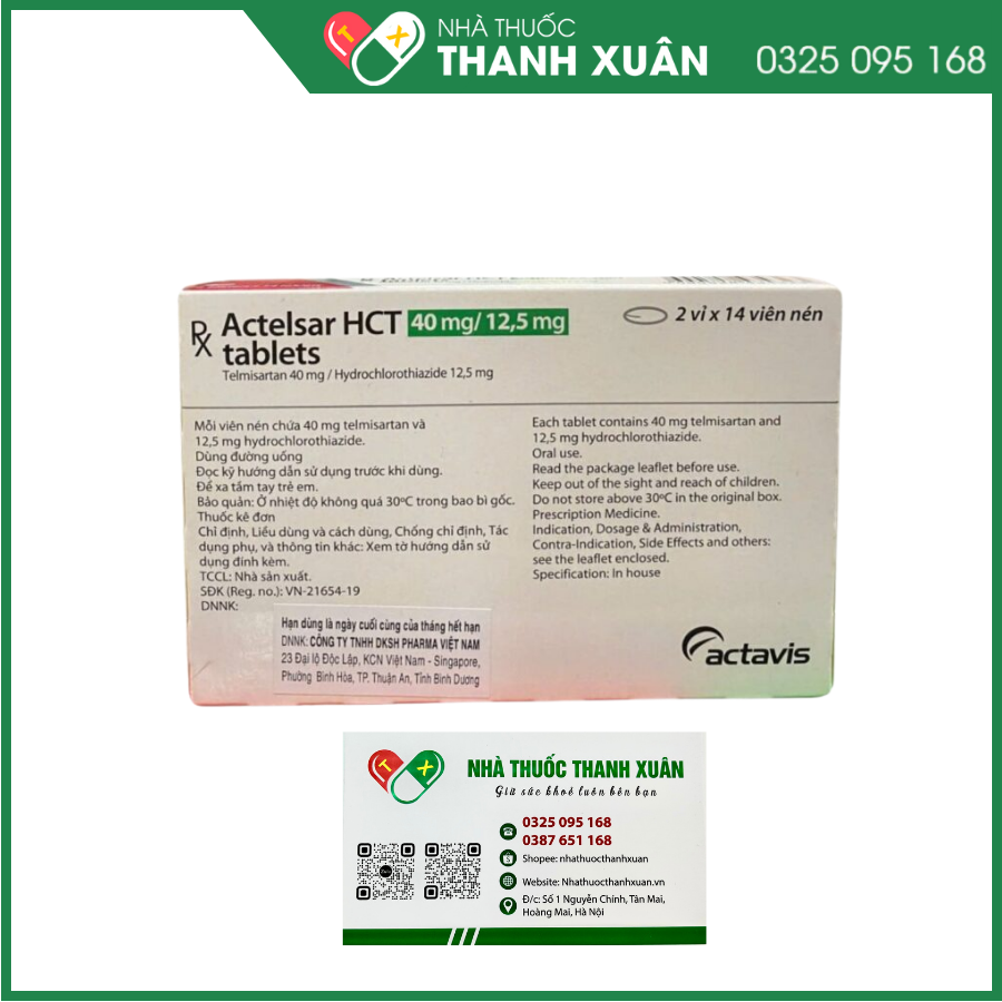 Actelsar HCT 40mg/12,5mg điều trị tăng huyết áp